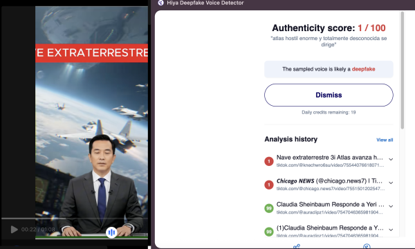 Fuente: Captura de pantalla de la herramienta de detección de IA